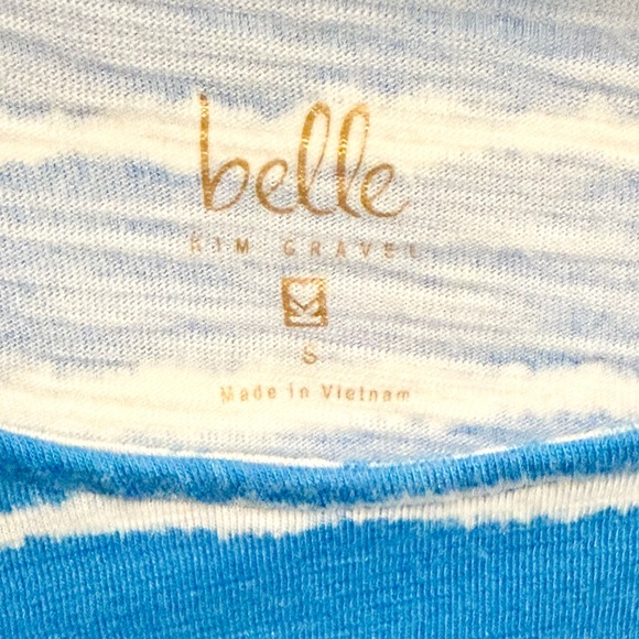 Belle by Kim Gravel Striped Slub Knit Side Ruched Short Sleeve Top - Picture 4 of 5